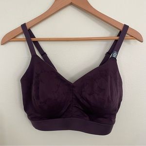 NWT Tommy John Comfort Lace Triangle Bralette Purple SZ L (D-DD)